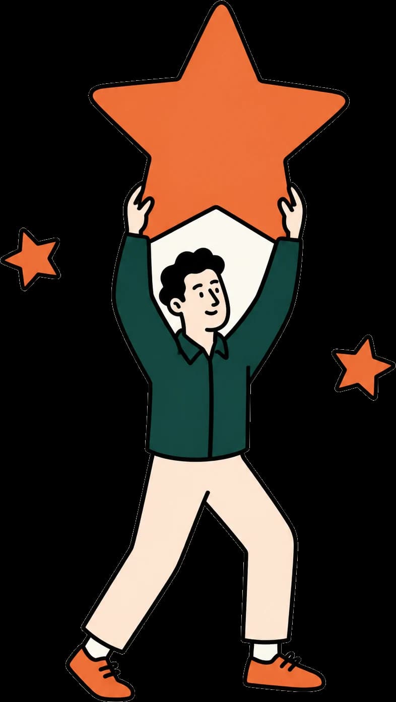 Illustration: Person hält einen grossen Stern