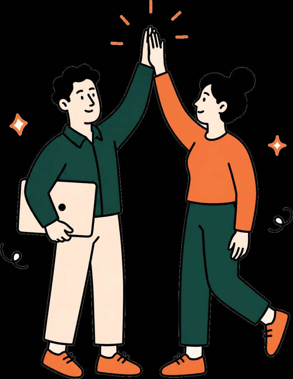 Illustration: zwei Personen beim High Five