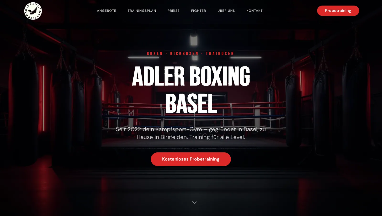 Website von Frascati für Adler Boxing Basel