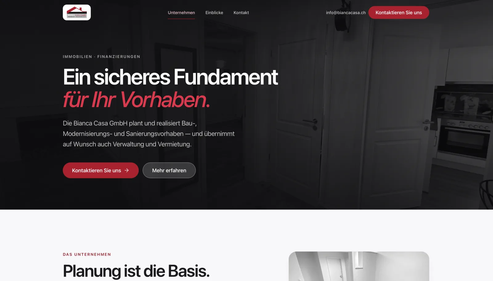 Website von Frascati für Bianca Casa GmbH