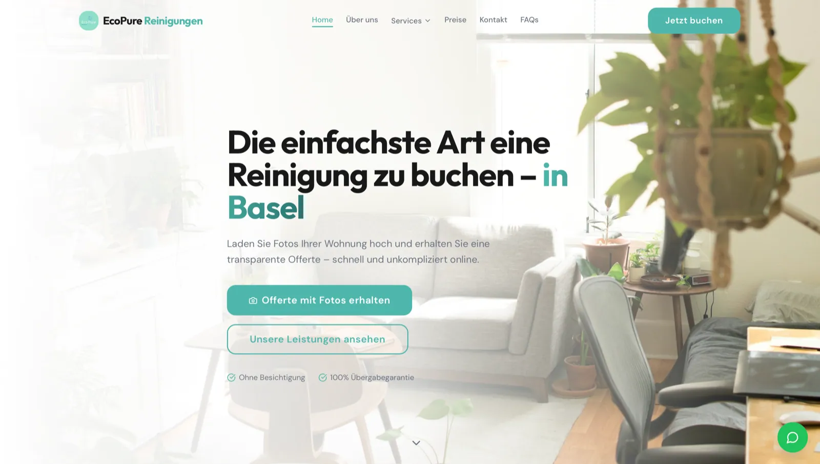 Website von Frascati für EcoPure Reinigungen