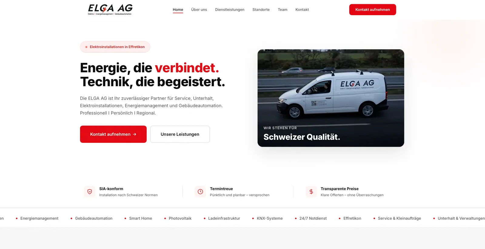 Website von Frascati für ELGA AG