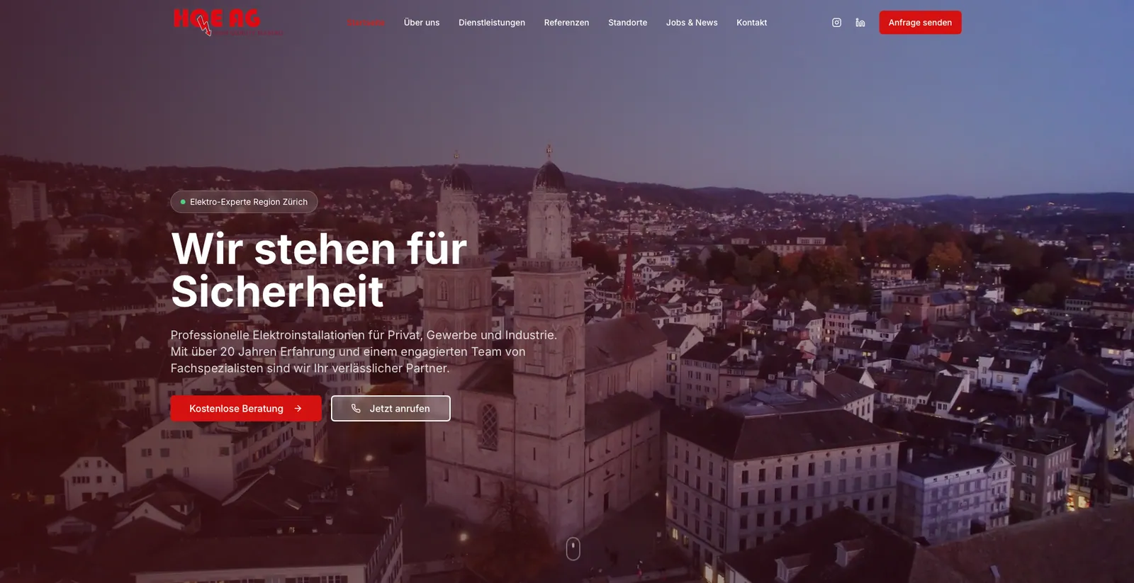 Website von Frascati für HQE AG