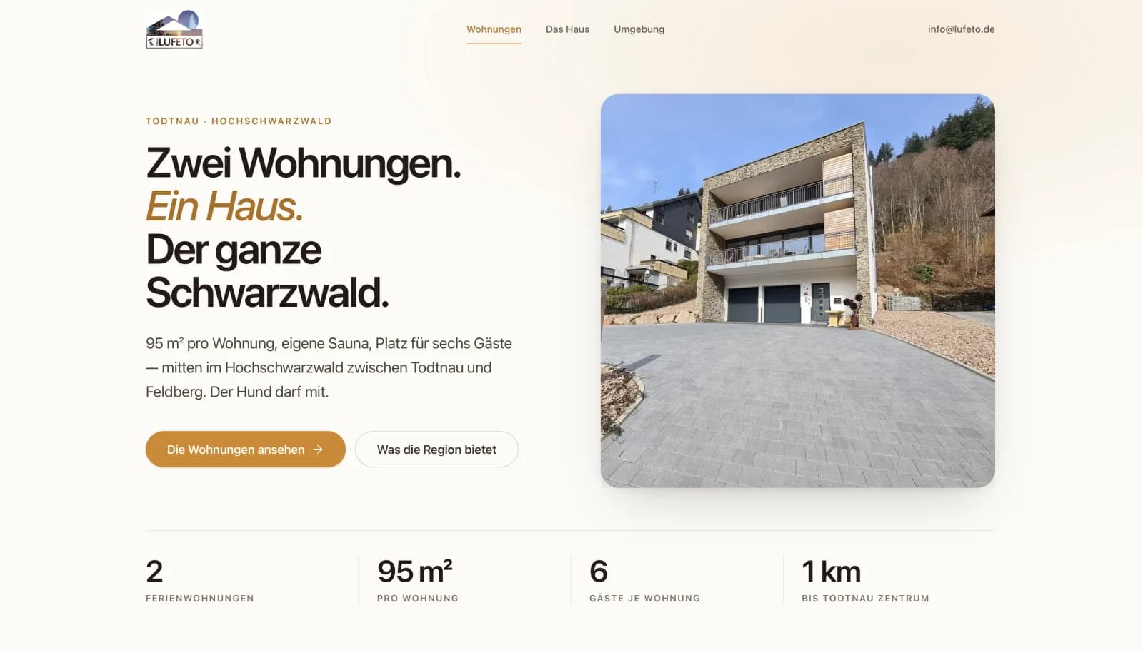 Website von Frascati für Lufeto Ferienwohnungen