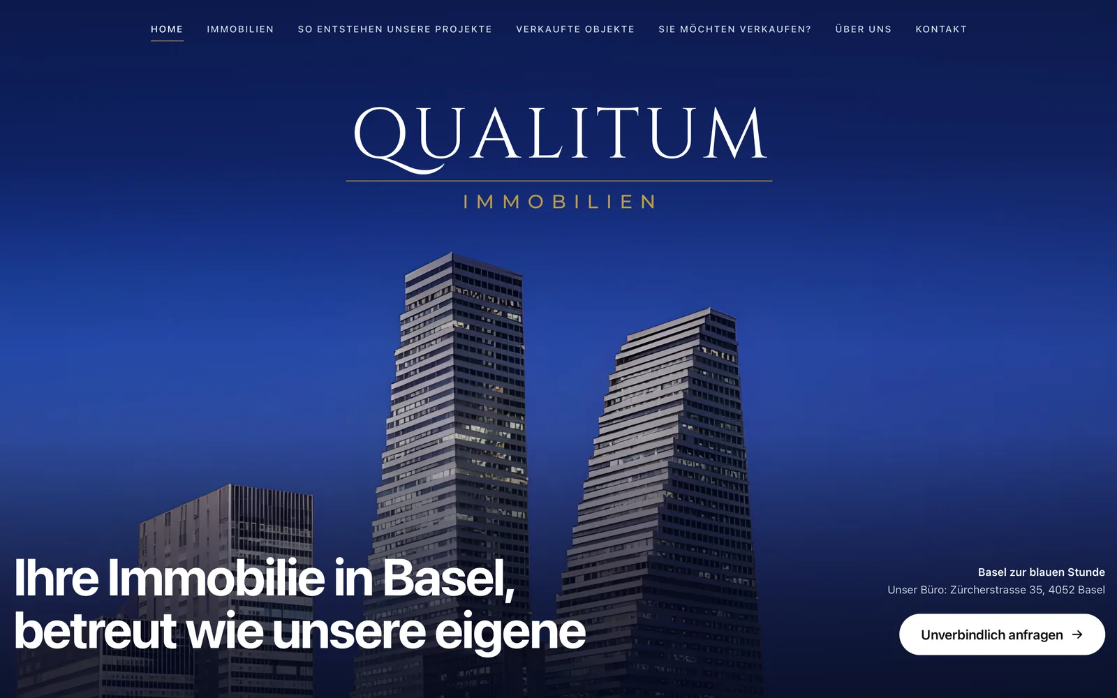 Website von Frascati für Qualitum Immobilien