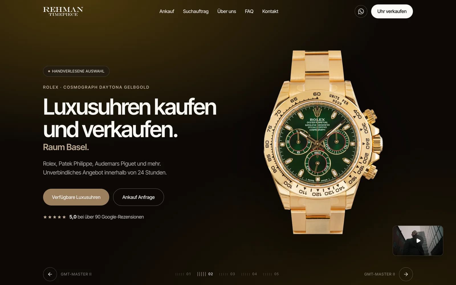 Website von Frascati für Rehman Timepiece