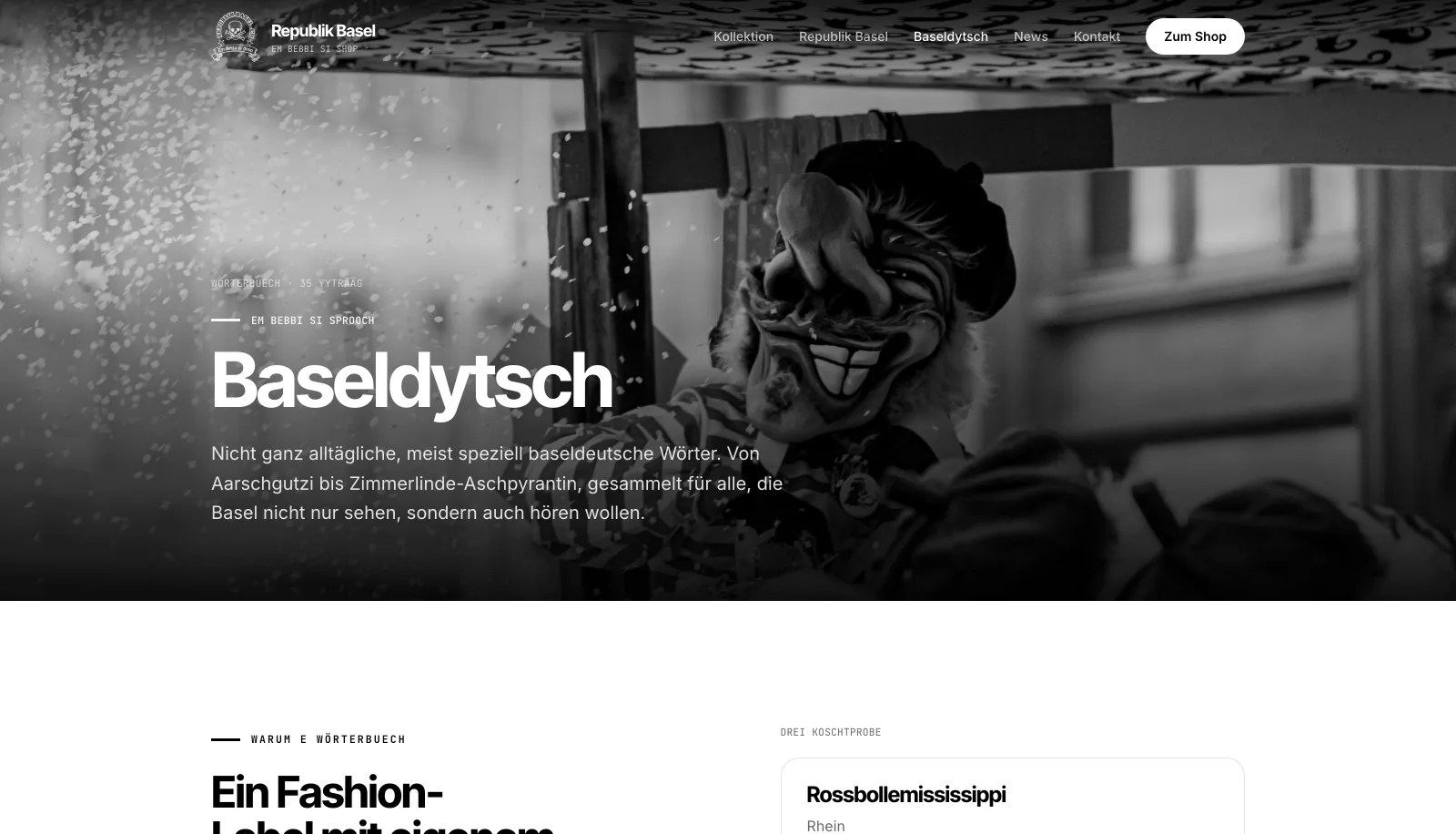 Website von Frascati für Republik Basel