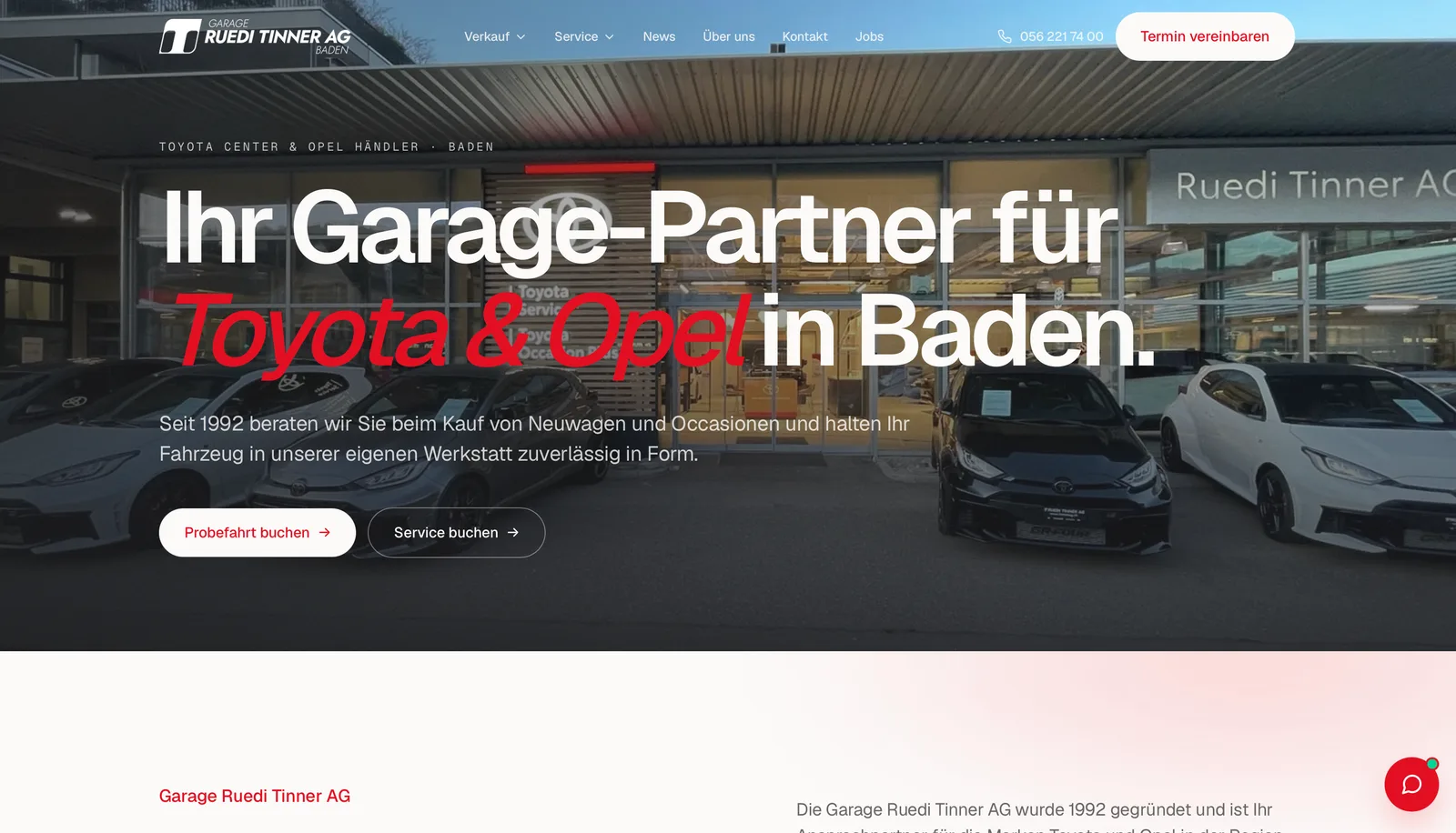 Website von Frascati für Garage Ruedi Tinner AG