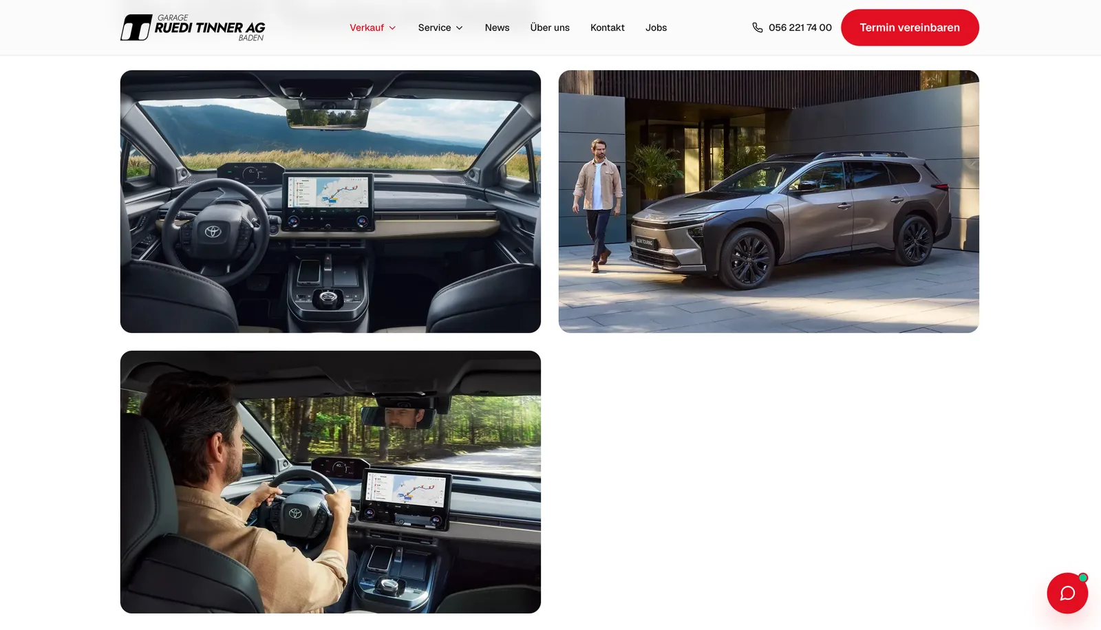 Garage Ruedi Tinner AG: Modellseite mit Bildergalerie, Cockpit und Aussenansicht eines Toyota