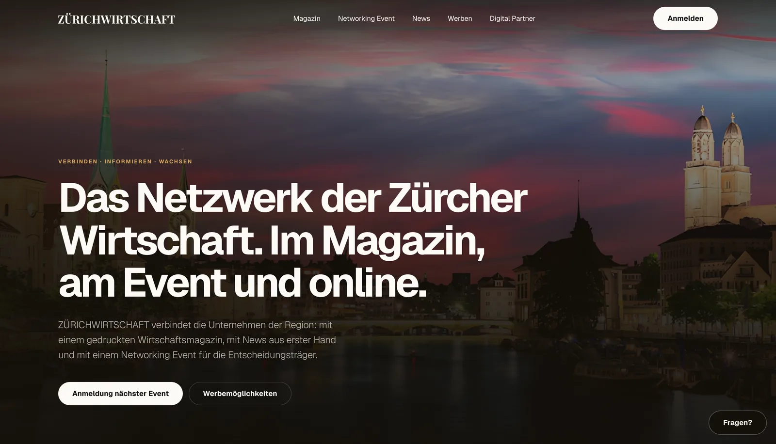 ZÜRICHWIRTSCHAFT, Wirtschaftsmagazin und Networking Event für die Region Zürich, Website von Frascati