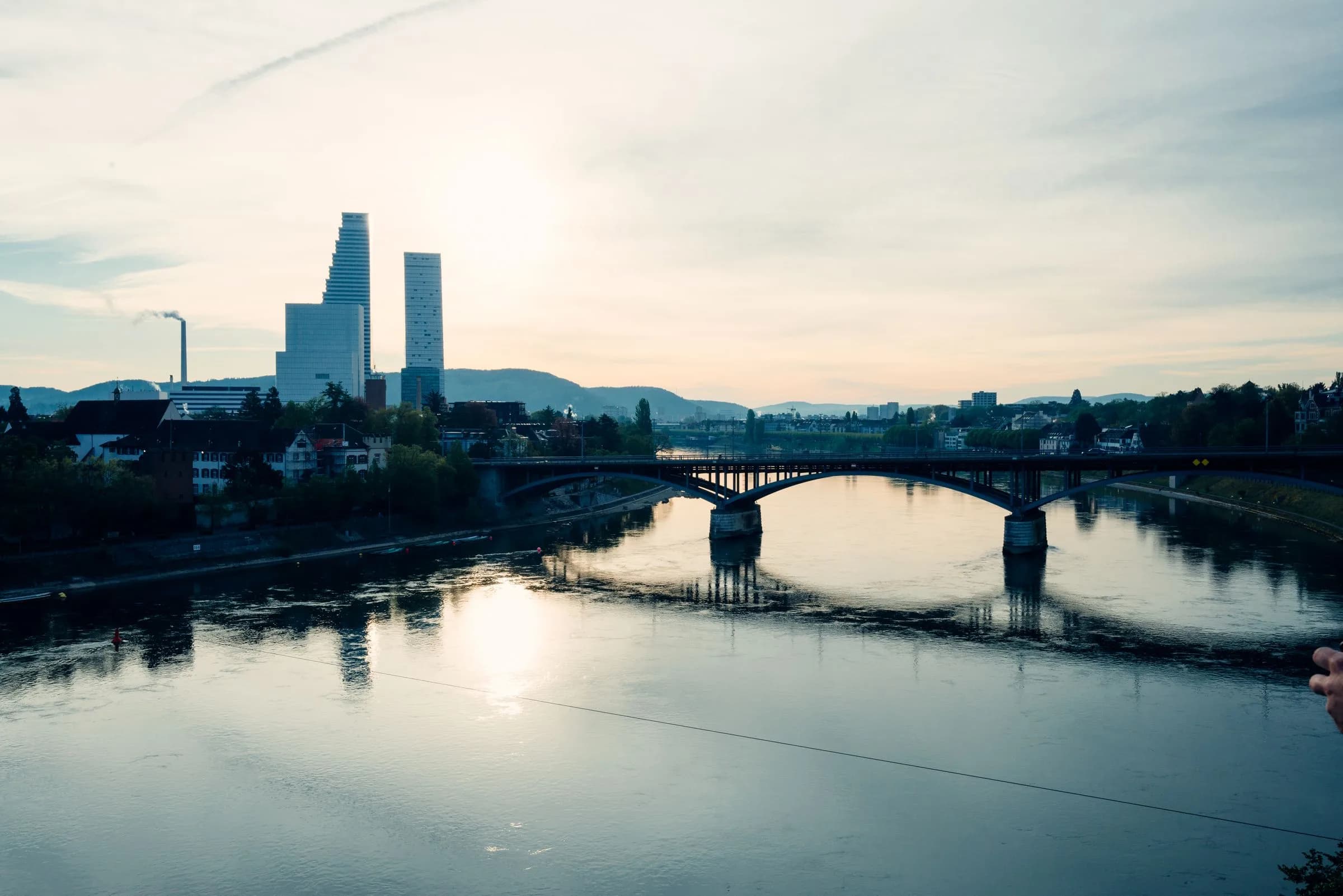 Basel on the Rhine, Roche towers in the background