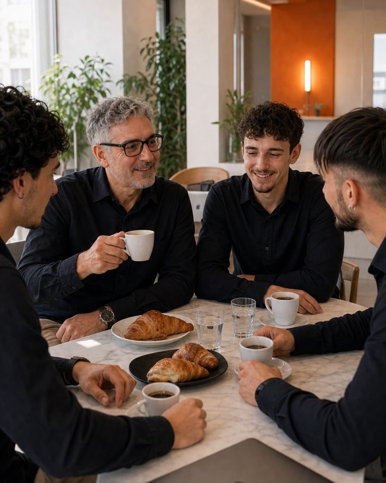 Das Frascati-Team beim gemeinsamen Frühstück im Studio